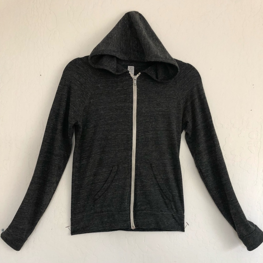 Alternative apparel.  heather charcoal grey front zip